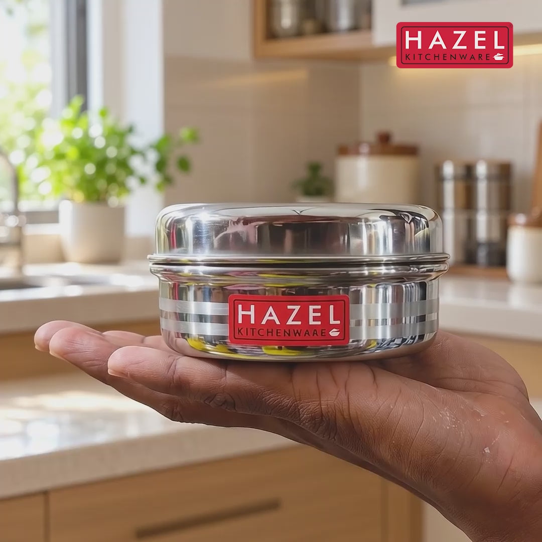 Stainless Steel Round Masala Container, 250ml