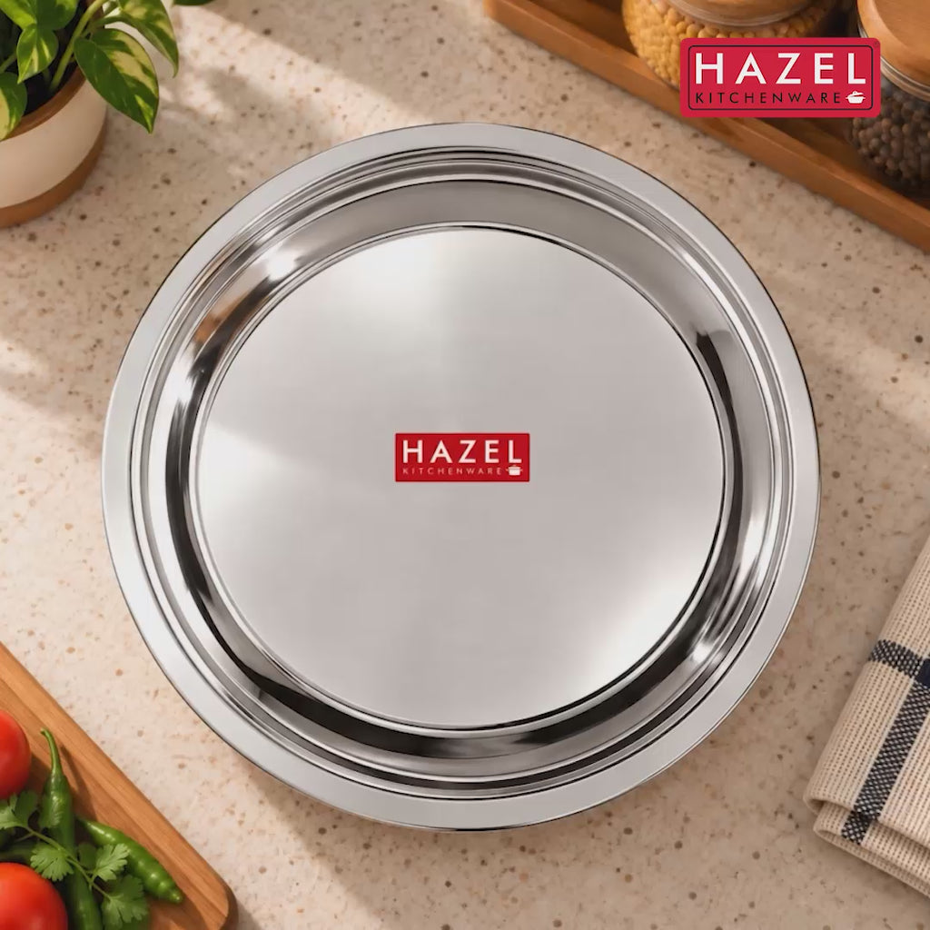 Stainless Steel Atta Parat 29 cm, 2000 ml Dough Kneading Plate for Roti & Puri