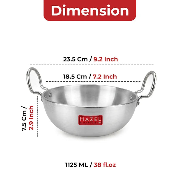 Aluminium Kadai with Handle, 1125 ML