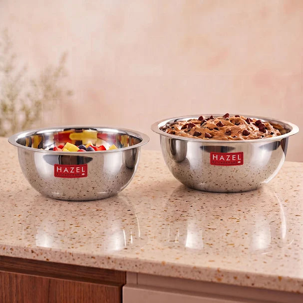 Stainless Steel Mixing Bowl Set of 2, 2730 ML, 3300 ML